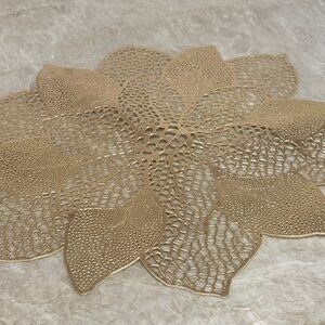 Elegant Gold Poinsettia Holiday Placemats- Set of 4